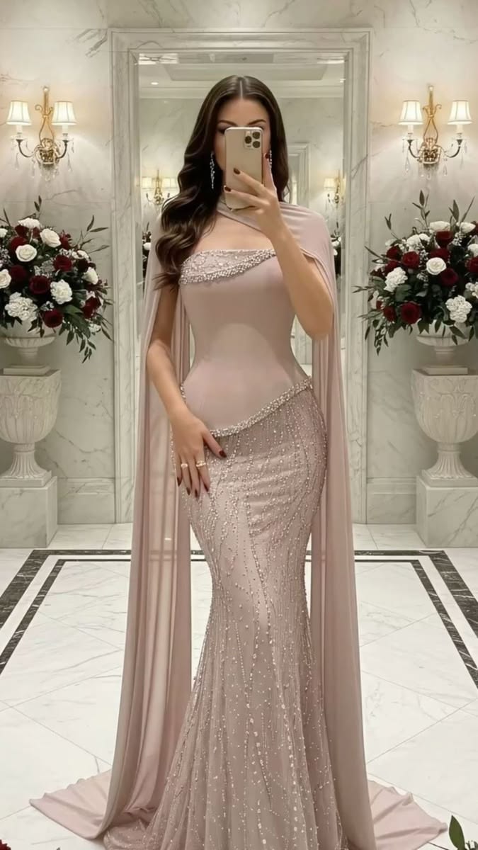 Dusty Rose formal, floor-length dress